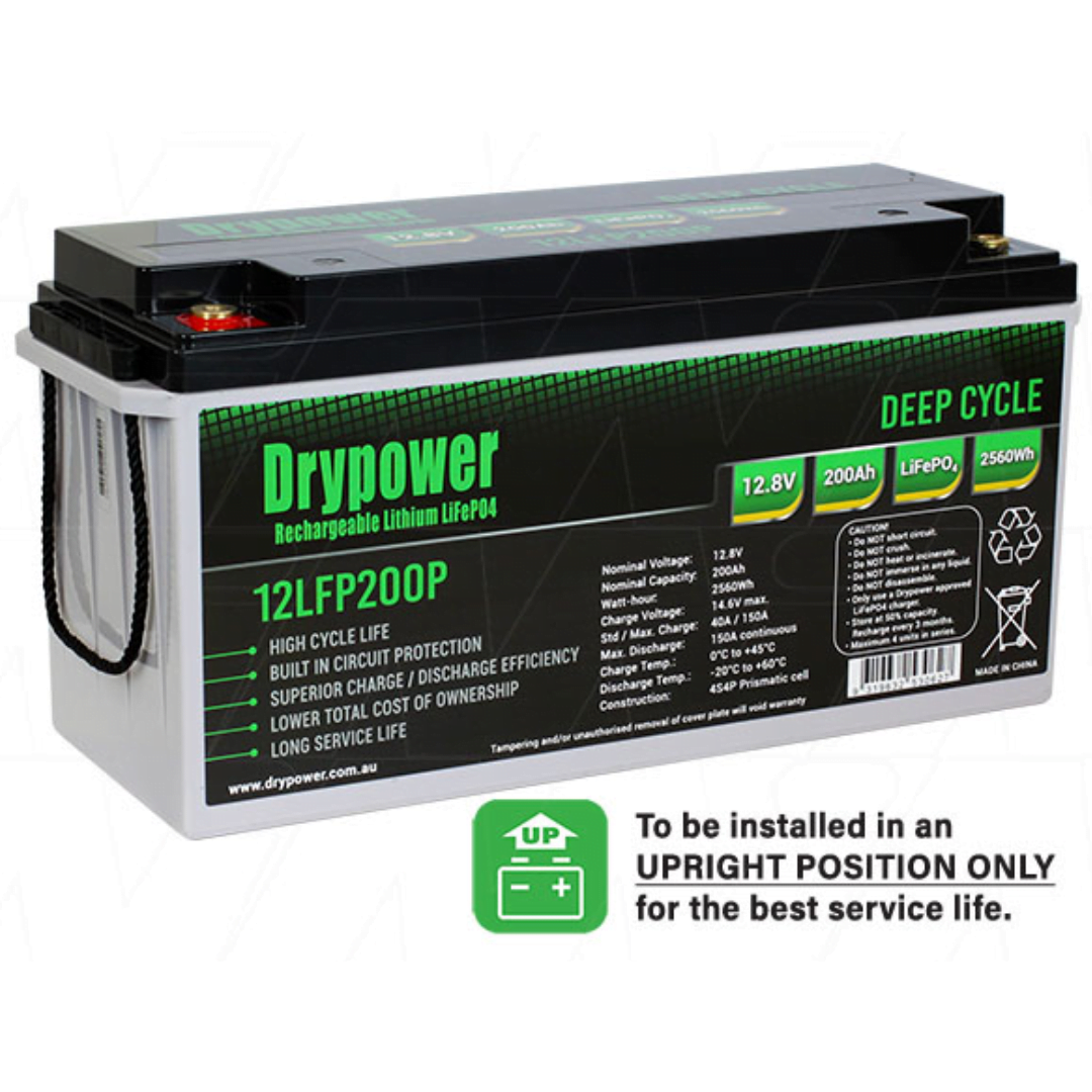 Drypower 12V Rechargeable 12LFP200P Lithium Deep Cycle Battery at Signature Batteries